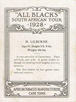 1928 African Tobacco Manufacturers All Blacks South African Tour #NNO Herb Lilburne Back